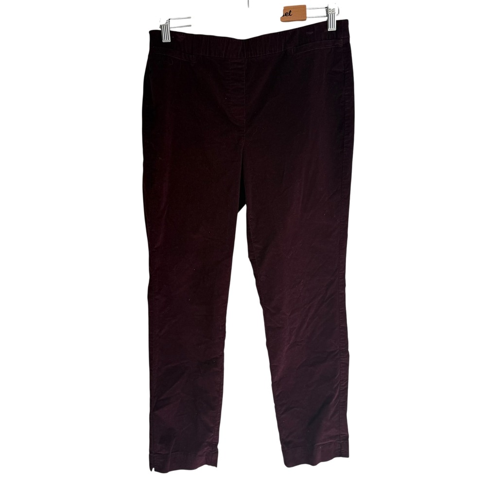 J. JILL Burgundy Wine‎ Corduroy Ladies Pull On Stretch Cotton Pants, 10
